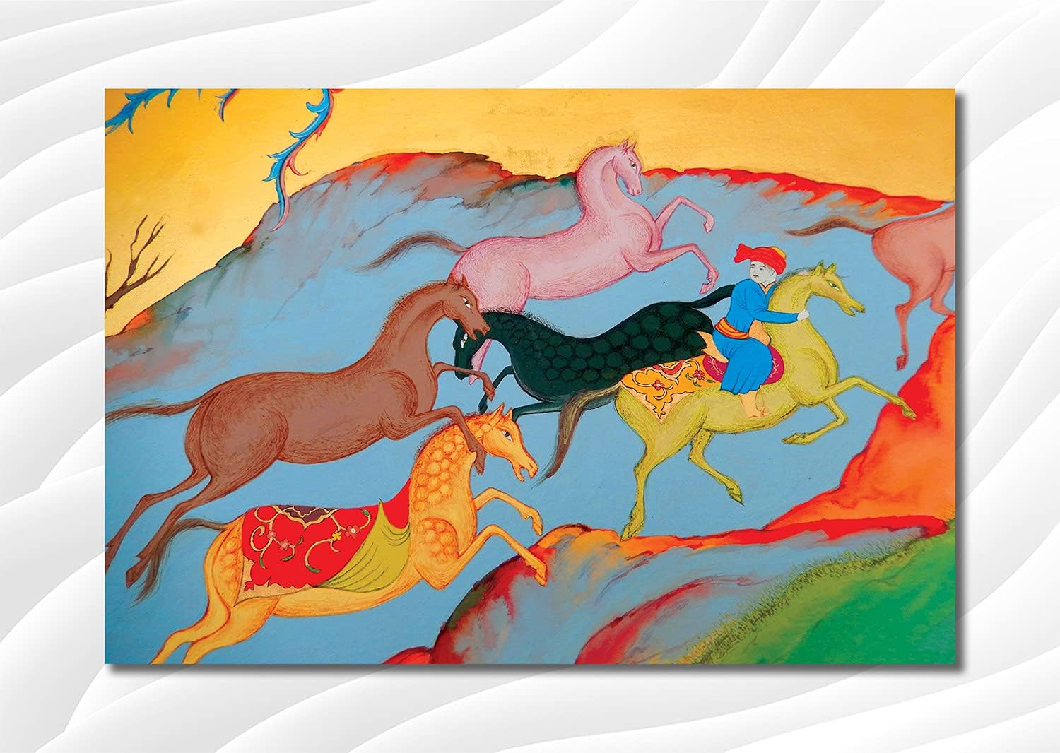 Namaste Home - Laminated Paper Poster - Horses-Chevaux - Modern Art - Abstract Art - Laminated Paper Poster (Laminated Paper, Size 18X12 Inches, MultiColor)