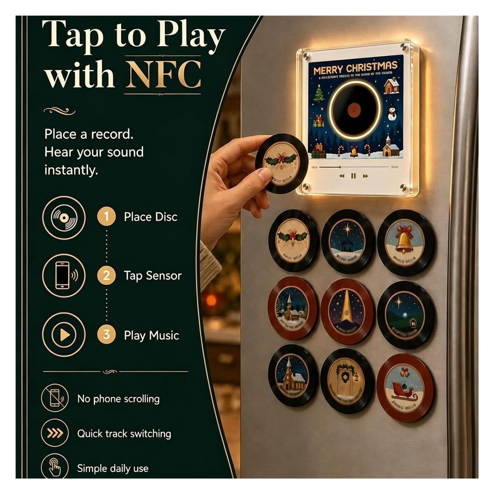 Coffret Musical pour Réfrigérateur Vinyle Magnétique De Noël, Cadeau