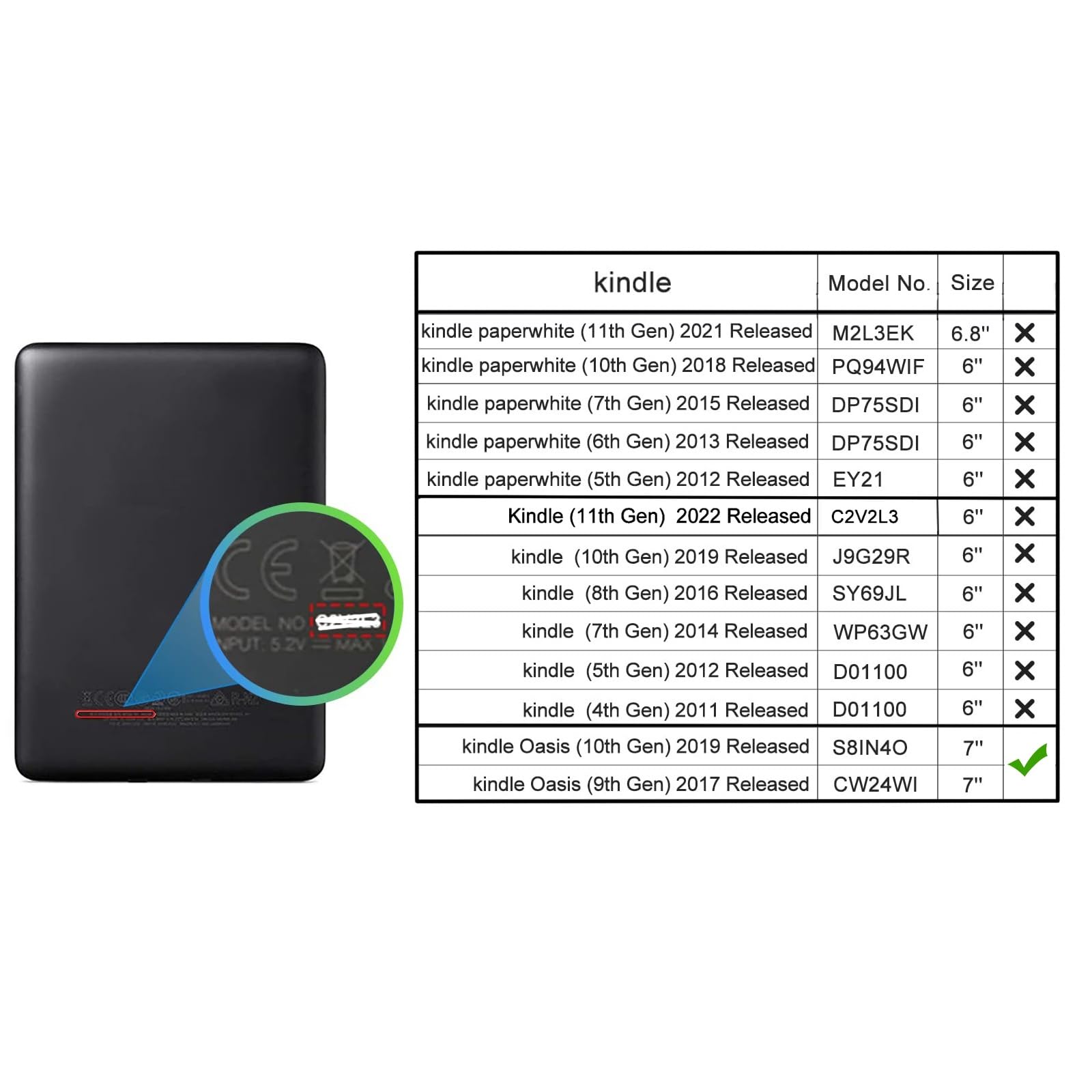 Étui Pour Kindle Oasis 7" | Compatible Avec La 9ème (version 2017) Et La 10ème Génération (version 2019) - Housse Intelligente En Cuir PU De Qualité