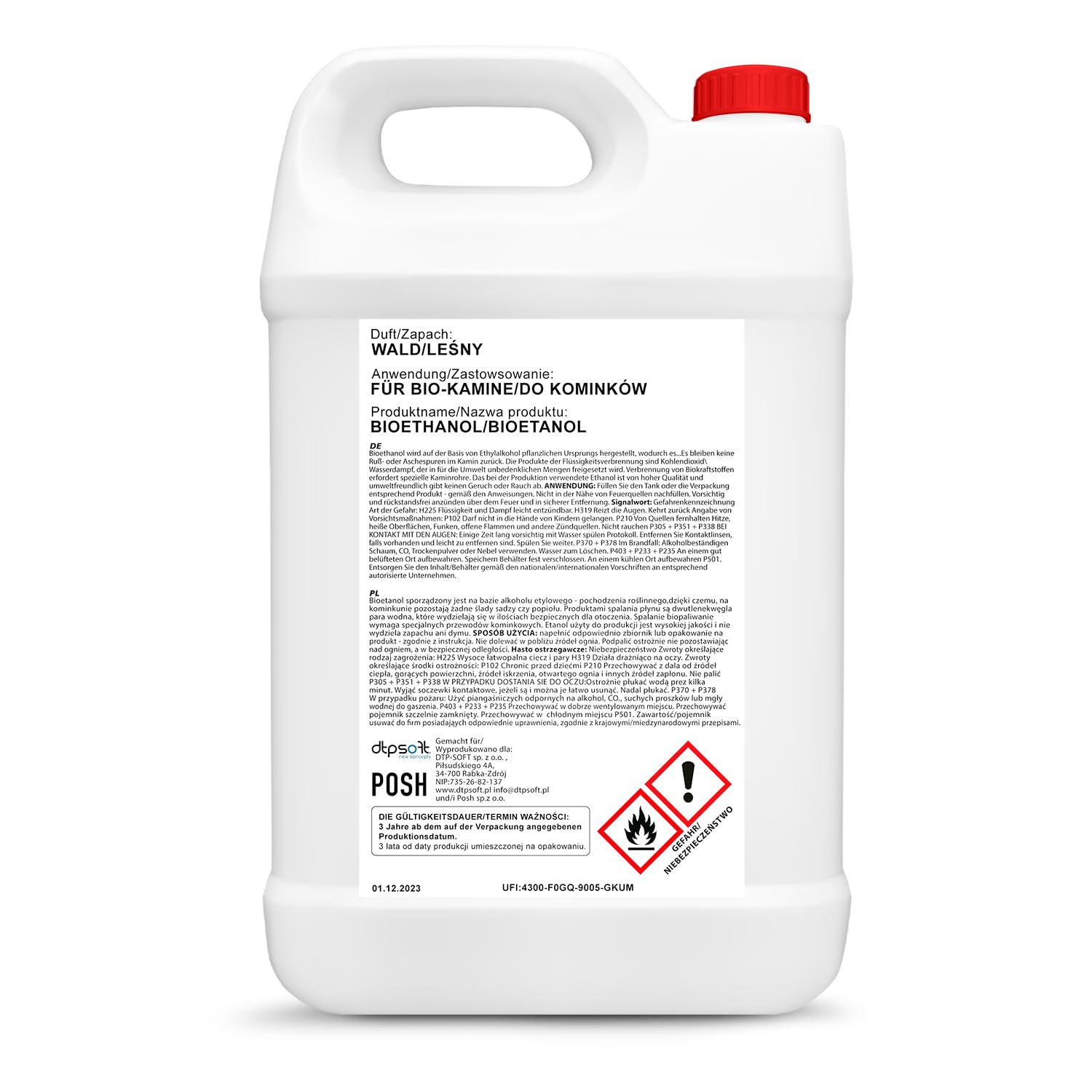 4x5 Liter Bioethanol Premium 100% fürAlkohol für Kamin (WALDGERUCH, 20L)