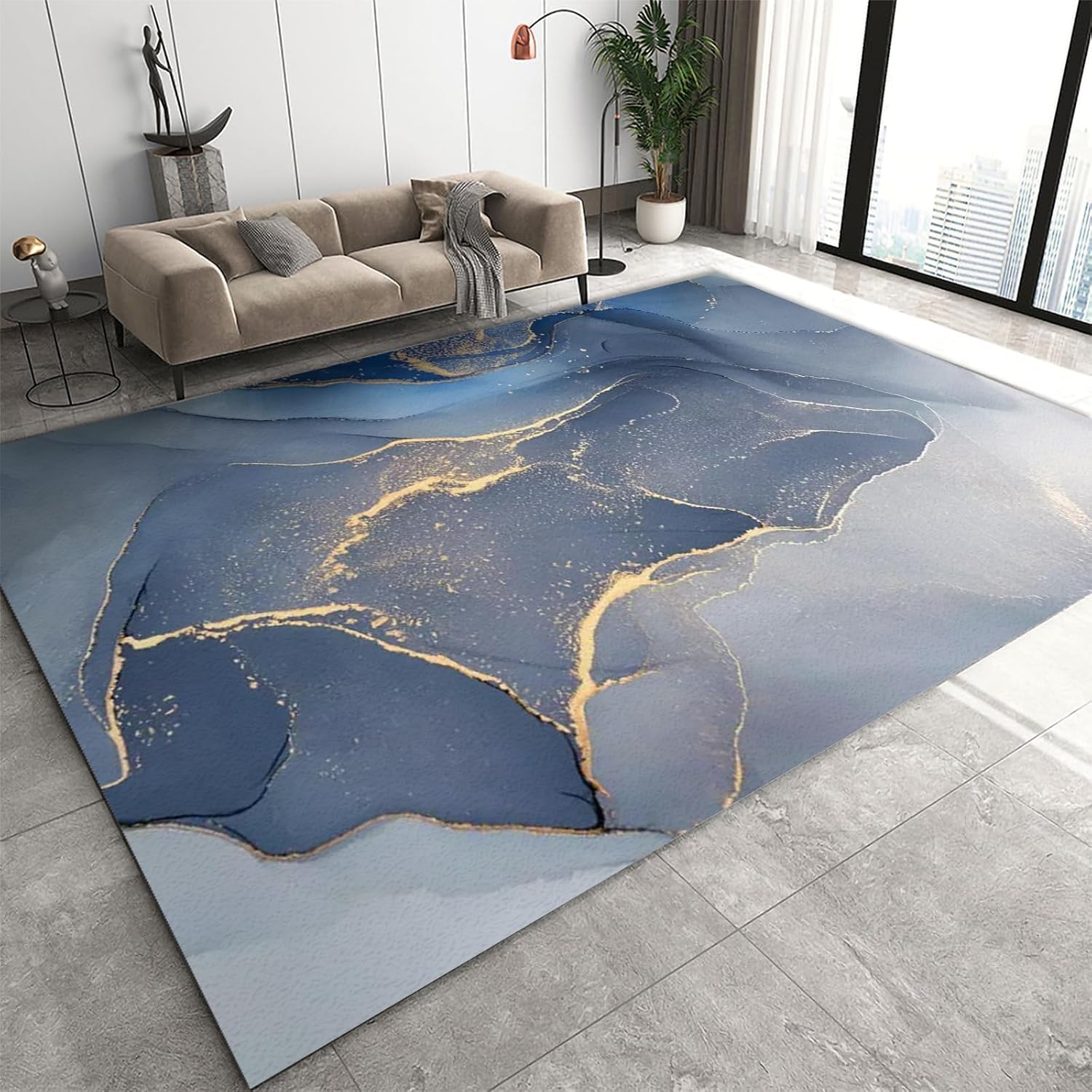 Tapis de salon en flanelle marbre 3D 120 cm pour chambre et couloir
