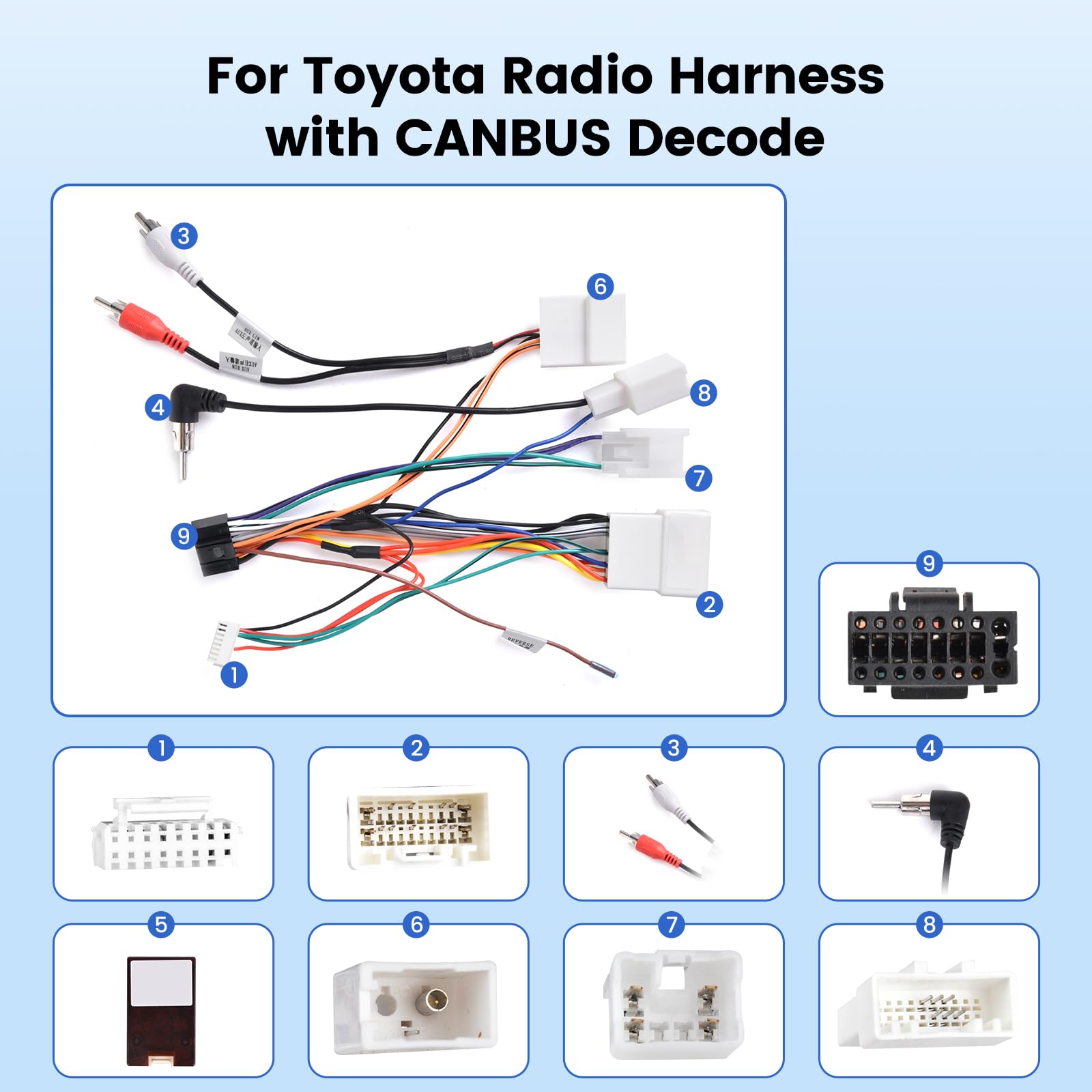 JBL - Cablaggio adattatore per autoradio Toyota, cavo di alimentazione 16 pin, plug and play | Cablaggio cavo di alimentazione – per Toyota Tundra RAV4 Camry Corolla Highlander Vios Yaris Sienna Hilux Prado Fortuner