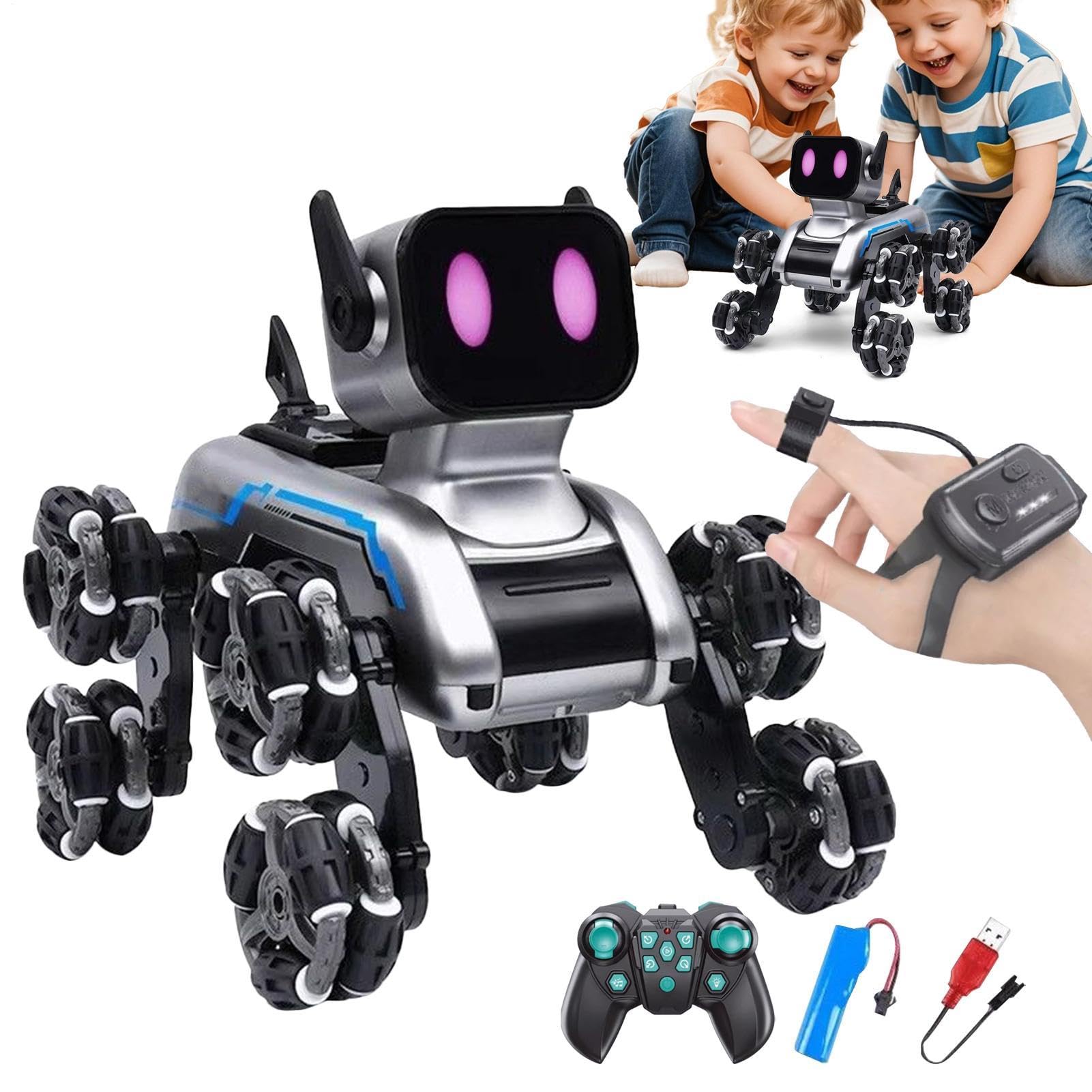 Robot de perro inteligente con control remoto, robot de perro inteligente | ocho ruedas para niñas, niños, sala de estar
