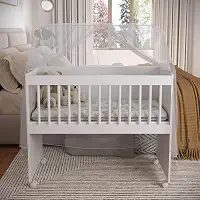 Mini Berço Infantil Com Rodinhas Colchão Impermeável Criança Certificado Inmetro (Branco)