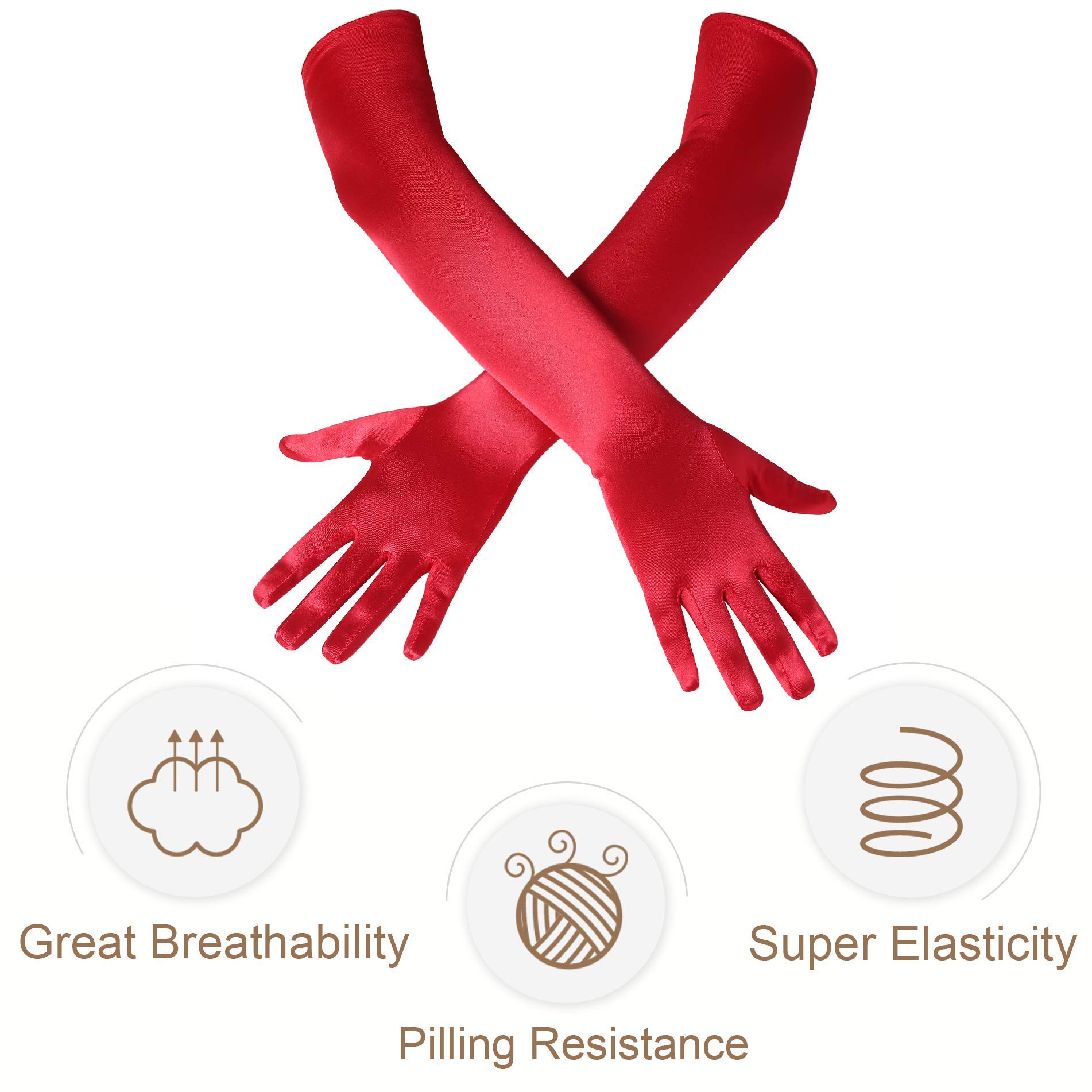 Buy BABEYOND Long Evening Gloves Satin Elbow Gloves Bridal Fancy Dress