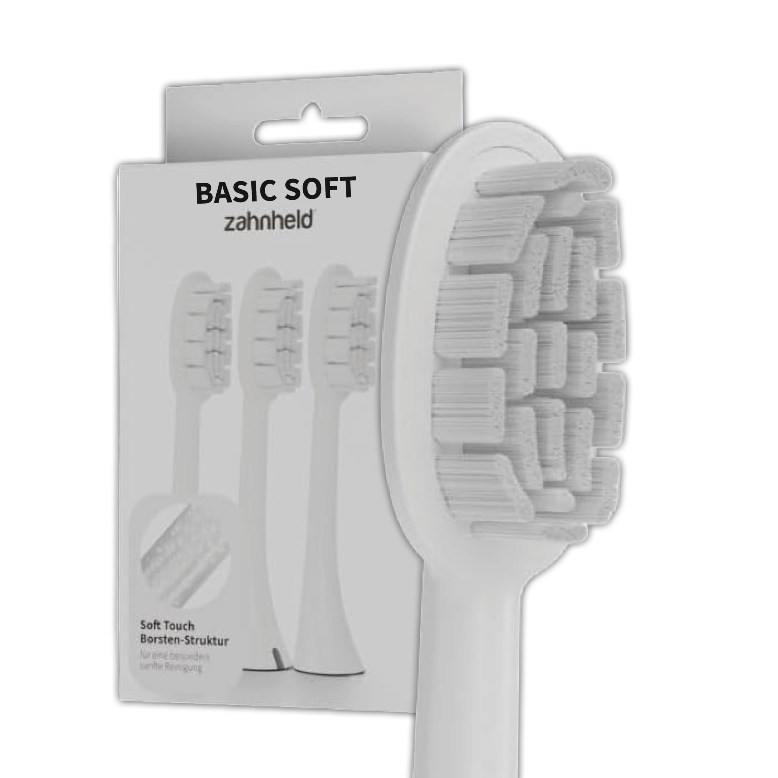Zahnheld Bürstenkopf Basic Soft 3er Set für Gero G2 & G3, weich, Weiß
