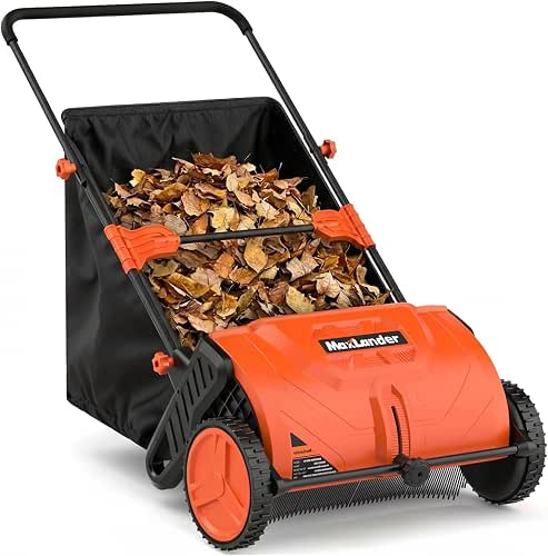 MAXLANDER 21-Inch Push Lawn Sweeper, Manual Yard Leaf Sweeper with