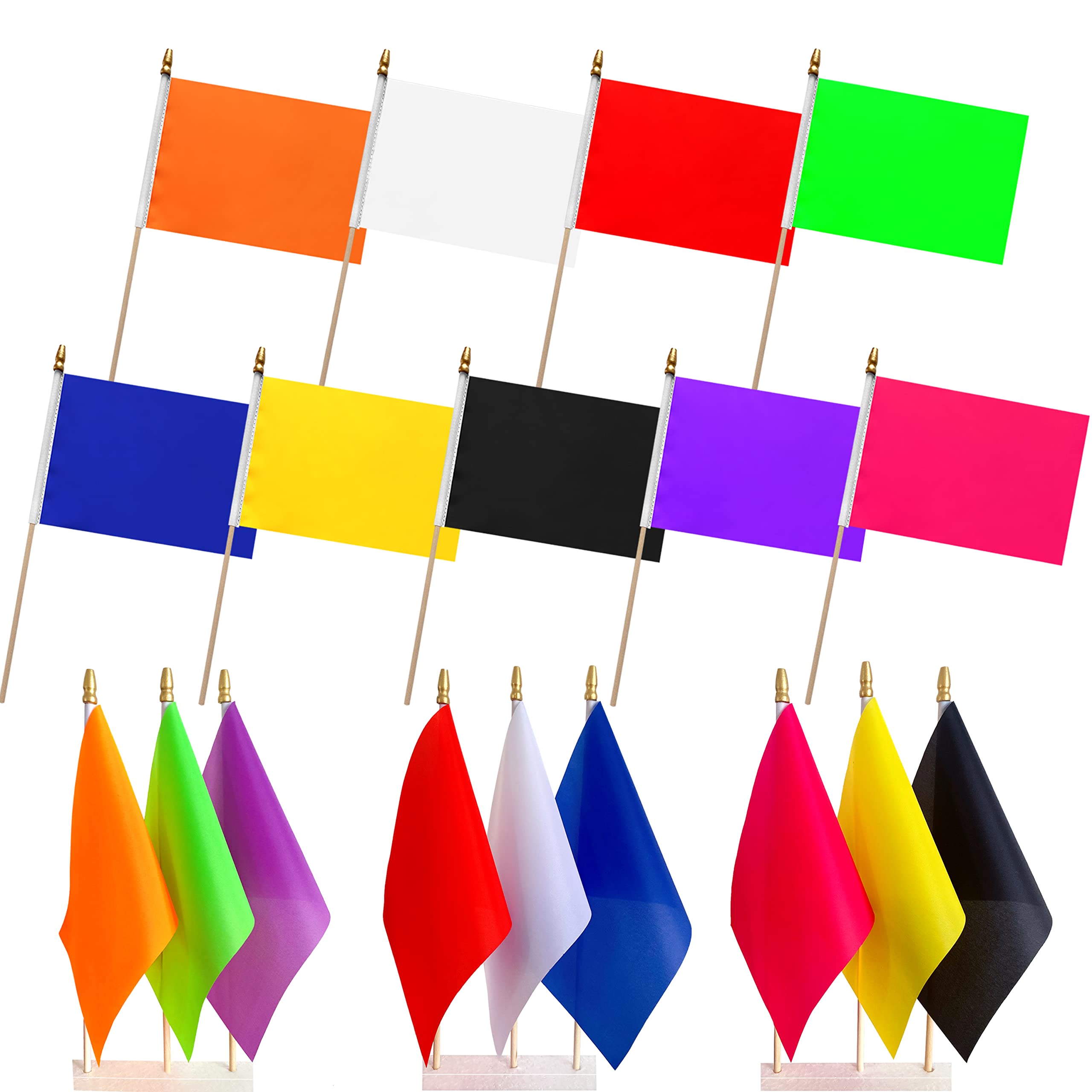 Ckexin 10-farbiges Wimpel-Set – 20 Kleine Flaggen (12,7 X 20,3 Cm) Zum Selbergestalten, Deko Für Partys & Feiern