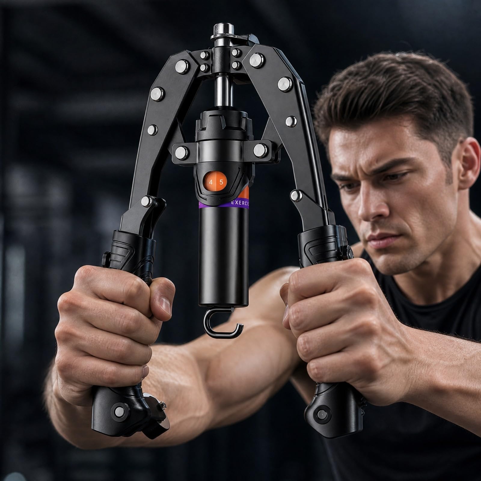 perfk Ejercitador Brazo Hidráulico Portátil Entrenador Brazo con Resisncia Ajustable Hand Grip para Viajes