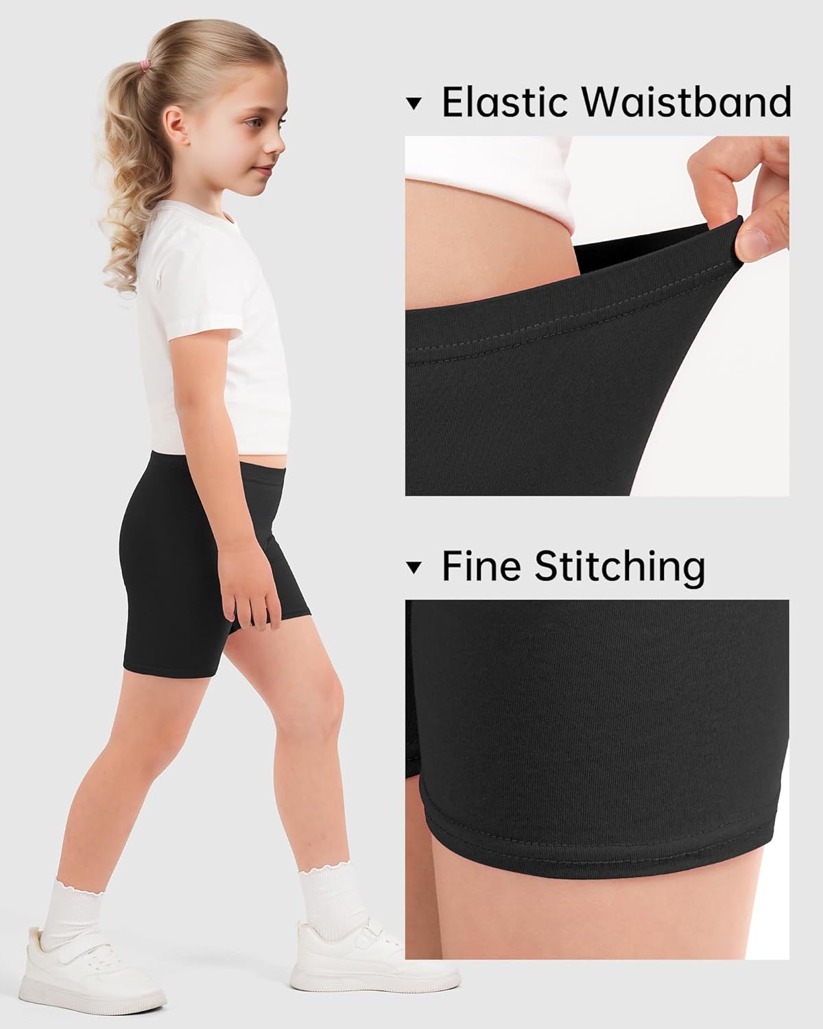 HASMES 3 Pack Girls Bike Shorts Kids Cartwheel Biker Cotton Under Dress Shorts for Dance Running - Image 5