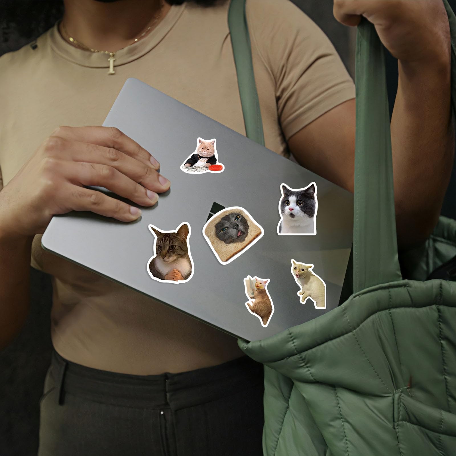 50 calcomanías de gato, divertidas calcomanías de gato de meme, calcomanías de gato kawaii para niños, adolescentes y adultos, calcomanías de vinilo impermeables para laptop, teléfono, botellas de