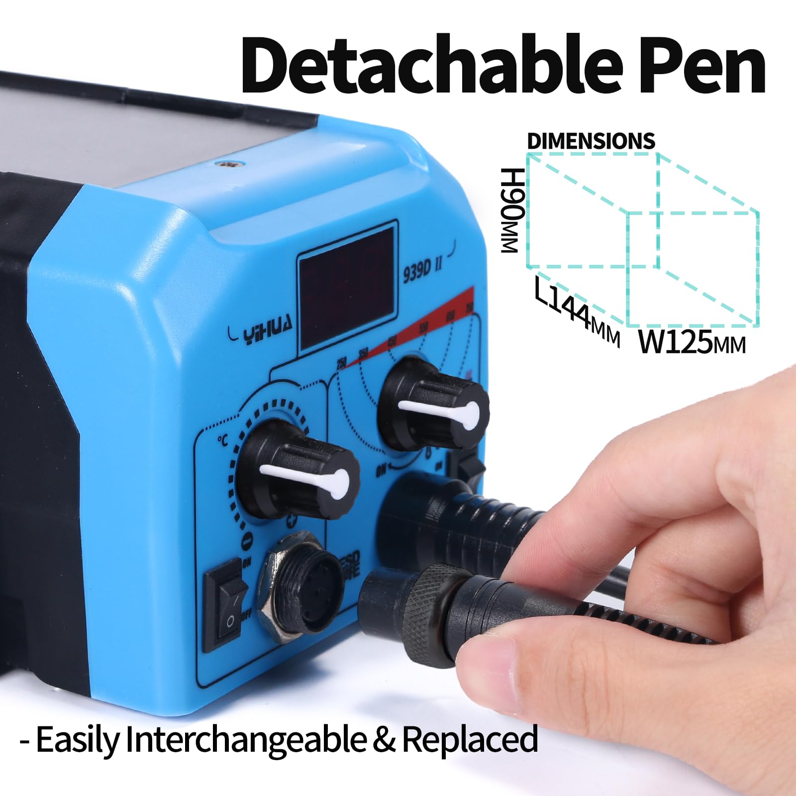 YIHUA 939D-II Kit Pirografo Per Legno Penna Pirografica con Pennino a Filo + Penna Pirografica a punta solida 2-IN-1 con 20 punte a filamento e 10 Pirografo con punta piena(EU PLUG)