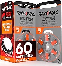 60 Rayovac Hearing Aid Batteries Extra Size 13 Sound Fusion Technology - 10 Blister Packs of 6 Batteries