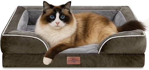 Miniatura 103 de Comfort Expression - Cama ortopédica perros pequeños, 20 x 14 pulgadas, impermeable, espuma soporte cartón de huevo, cojines extraíbles, sofá con