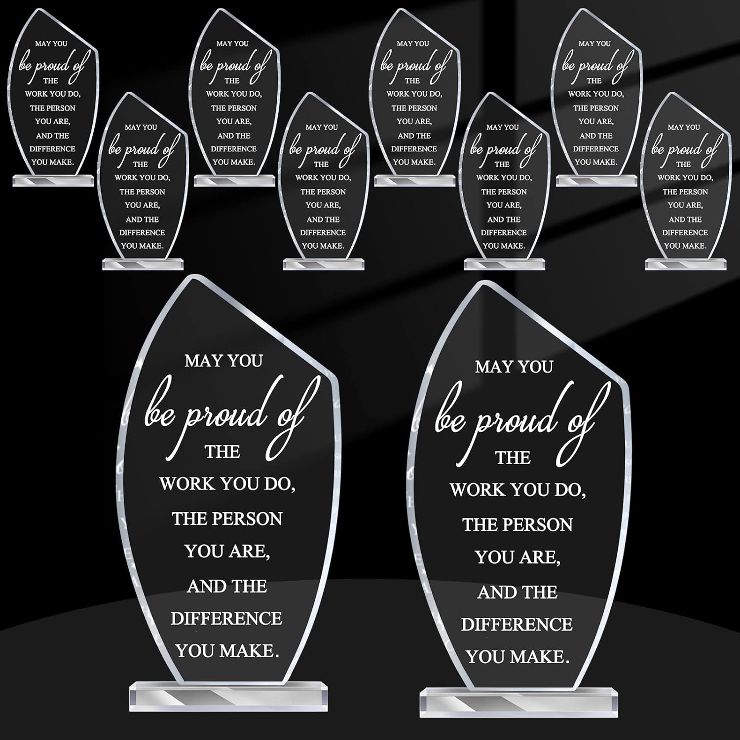 Bucherry 10 Pcs Employee Appreciation Awards for Coworker Acrylic Thank You Trophy May You Be Proud of The Work You Do Sign Prizes Retirement Goodbye Farewell Gift for Women Men(Proud)