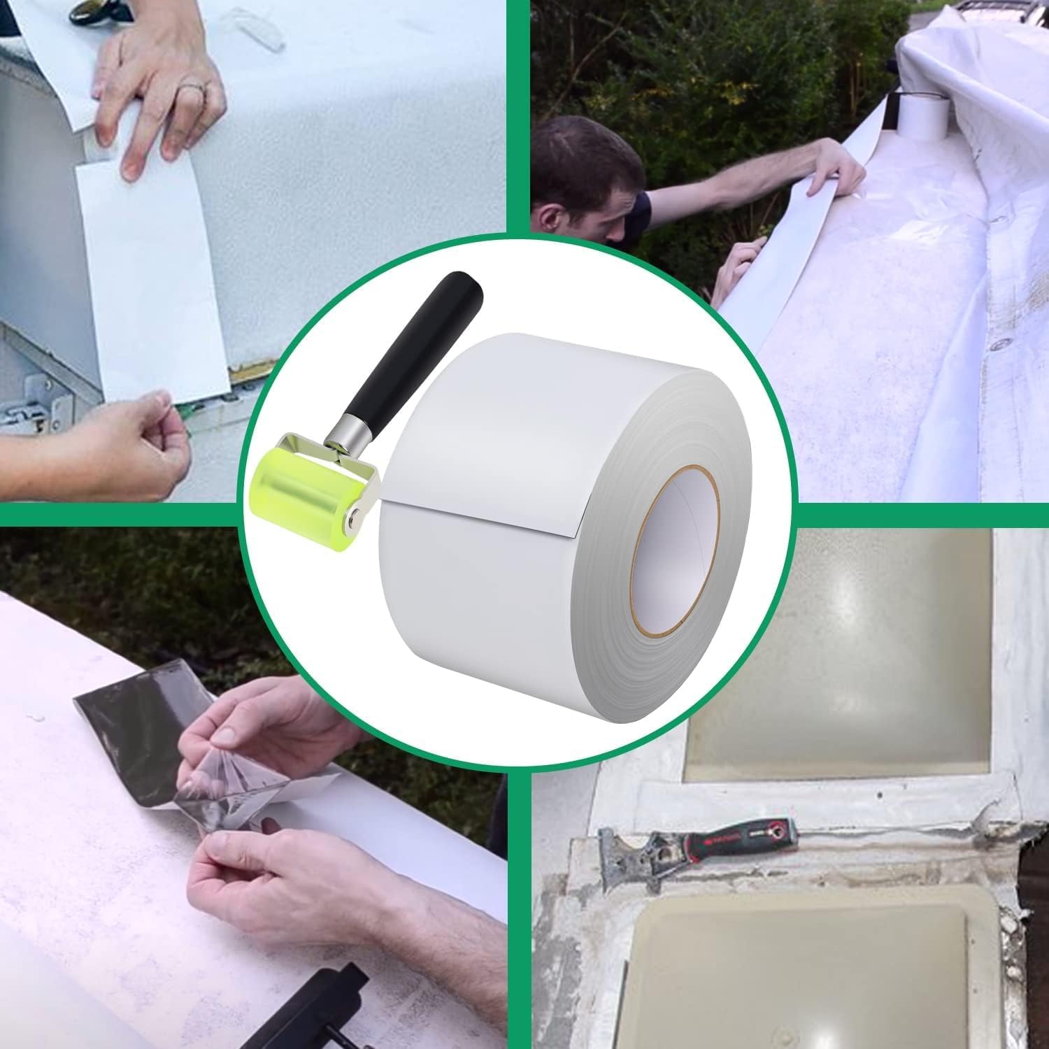 Poweka Nastro Sigillante Bianco per Caravan，10 cm X 15 m di Nastro Impermeabile con Rotolo di Gomma, Nastro Impermeabile Butilico per Tutti Iipi di Tetti di Caravan Doccia, Camper