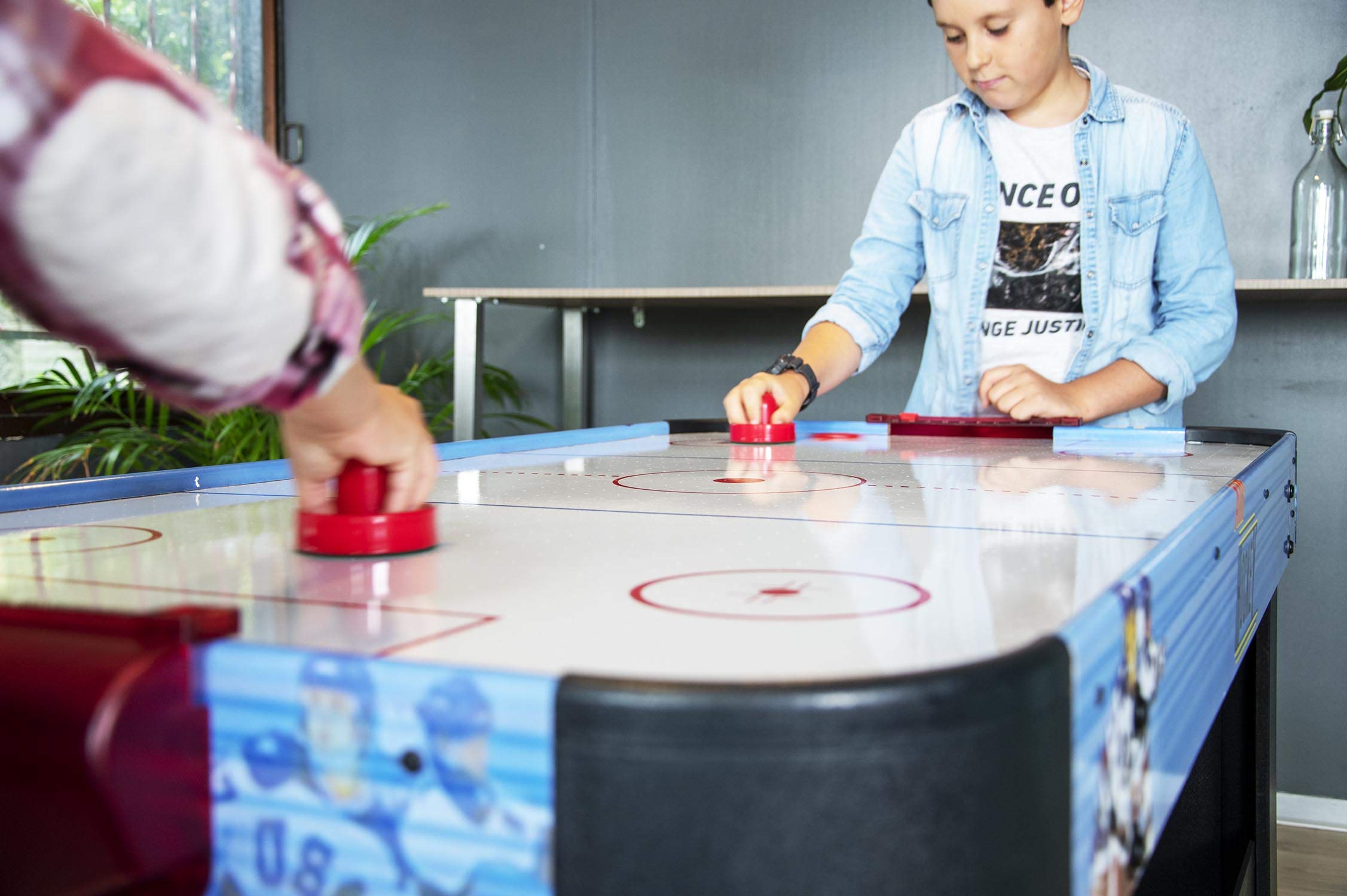 Table de Air-Hockey avec Système D'air Pulsé, Bleu/Noir