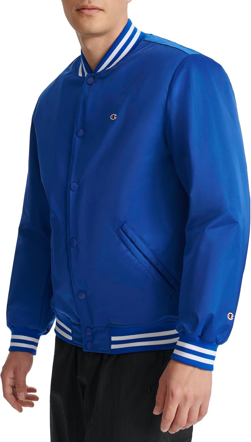 Champion Men's Logo Striped-trim Varsity Jacket
