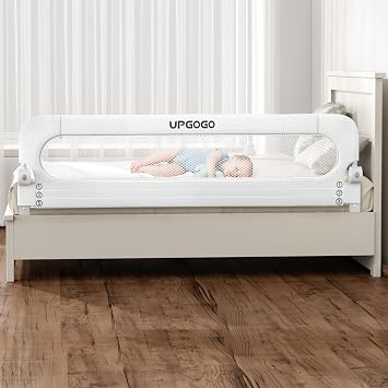 UPGOGO Folding Bed Rail for Toddlers, White, 71" L x 23.6" H