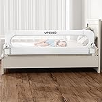 UPGOGO Folding Bed Rail for Toddlers,Baby Bed Rail Guard with Reinforced Anchor Safety System,Fit Bunk,Full Size,Queen,King,Twin(White,71x23.6)