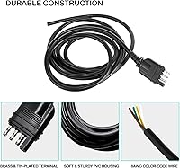 Vista 7 de MECMO Conector de extremo de remolque de 4 vías, cable recubierto de 10 pies, conector plano de 4 pines para enganche de remolque de lado