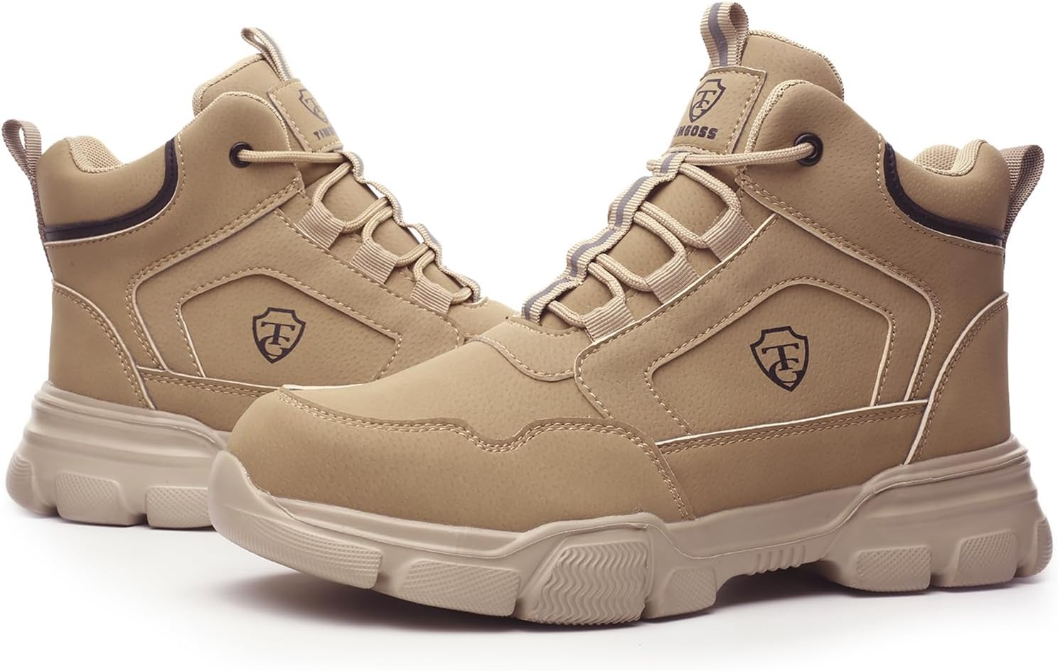 PJZHJ Waterproof Steel Toe Boots for Men Safety Work Boots Lightweight Steel Toe Shoes Slip Resistant Construction Boots - Image 6