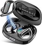 Open Ear Headphones, Bluetooth 5.4 Wireless Earbuds with Earhooks, 42H Playtime Air Conduction Earphones with LED Display, IPX7 Waterproof ENC Mic Sports Headset for Running Workout, Black