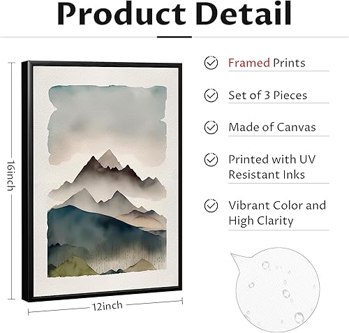 Miniatura 8 de Lienzo decorativo para pared, bosque de montaña, paisaje, acuarela, cuadro abstracto natural, arte de pared, bosque de árbol, póster impreso, arte