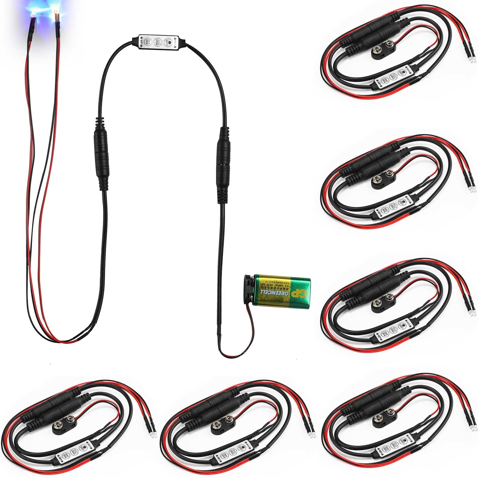 Treela 6 Pcs Halloween Glowing LED Eyes for Mask, 24 Inch LED Eyes, Cosplay LED Eyes with Effects Controller