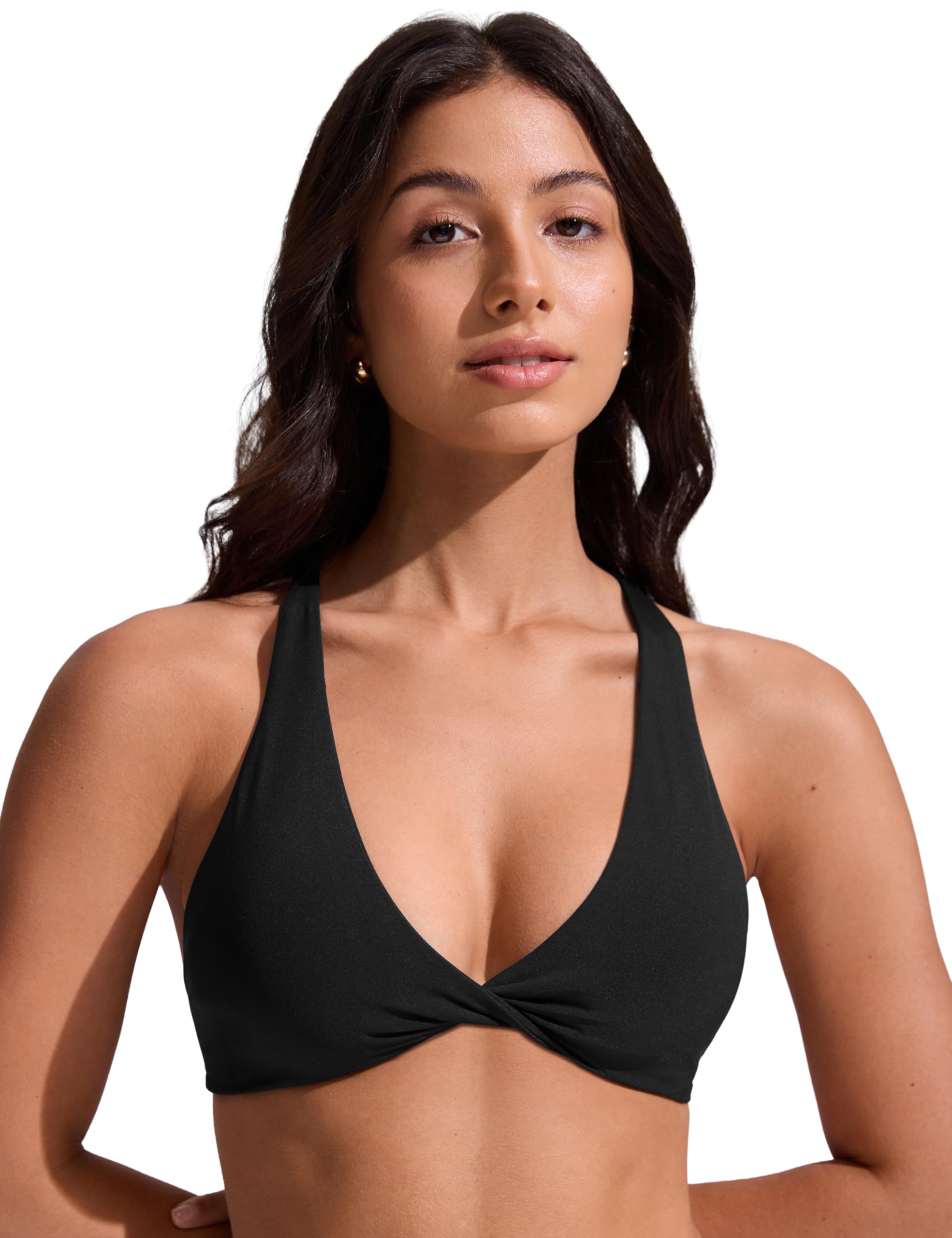 CRZ YOGA Damen Bikini Oberteil Top Bademode Swimsuit Push Up Padded Swim Ruched Wickeloptik Bathing Suits Bikinioberteil