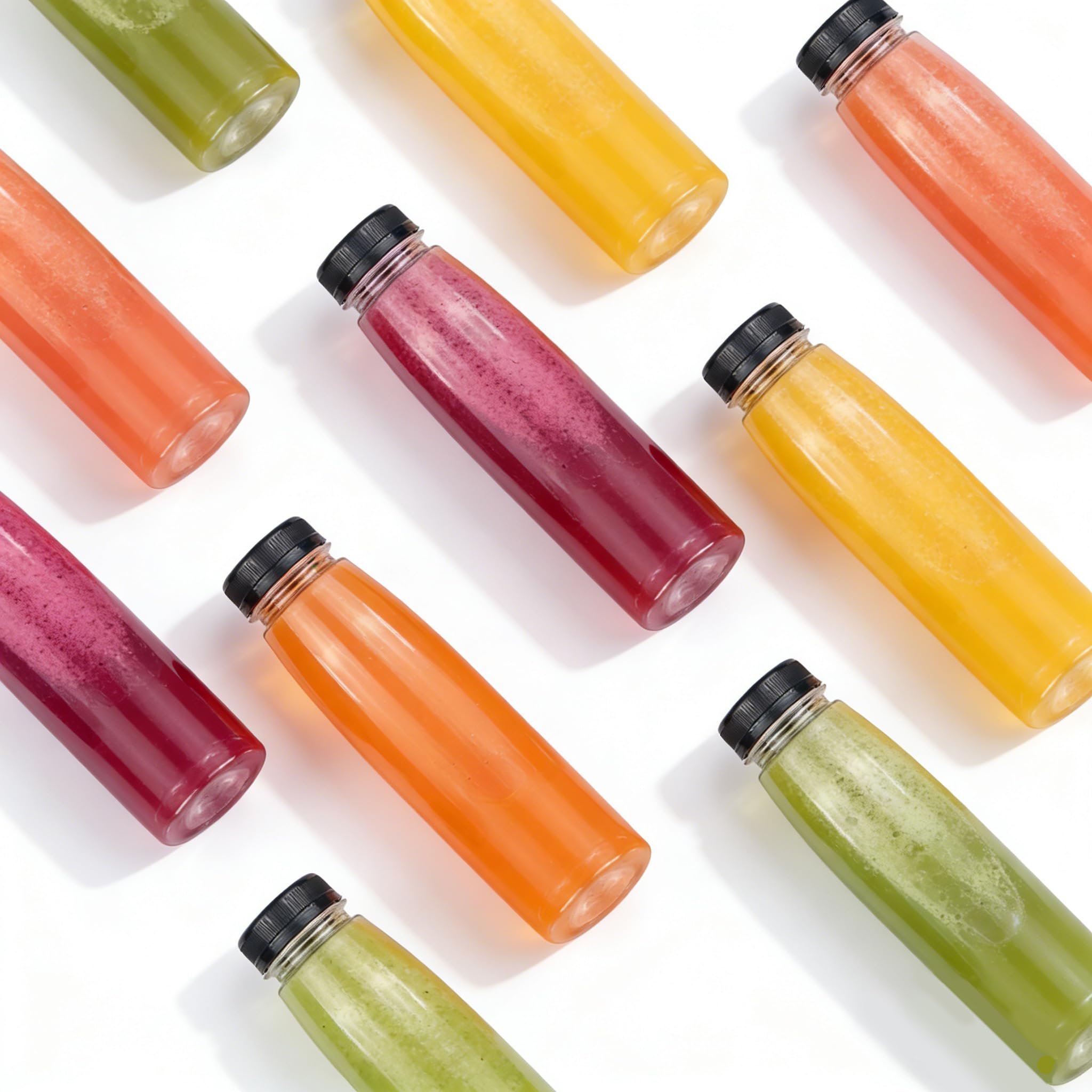 Paquete de 48 botellas vacías de plástico PET de 8 onzas, botellas de plástico transparentes desechables a granel para líquidos con tapas negras a prueba de manipulaciones (8 onzas, negro)