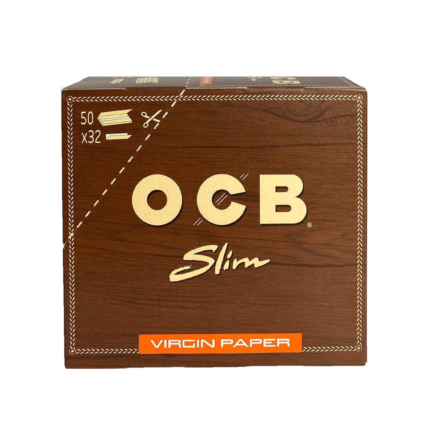 OCB VIRGIN King Size Slim UNBLEACHED Rolling paper - 1 box (total 1600 papers)