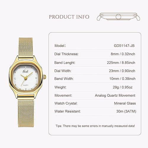 Miniatura 4 de Reloj dorado para mujer con esfera pequeña de adornos de cristal, pulsera de acero inoxidable, movimiento de cuarzo, resistente al agua para la