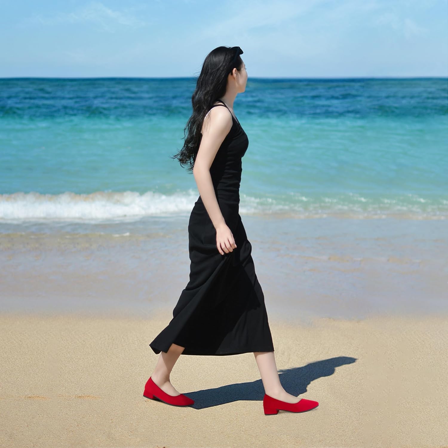 ALTOCIS Women’s Low Block Chunky Heels Pumps Ladies Elegant Closed Round Toe Pumps Shoes Low Platform Office Pumps Shoes - Image 2