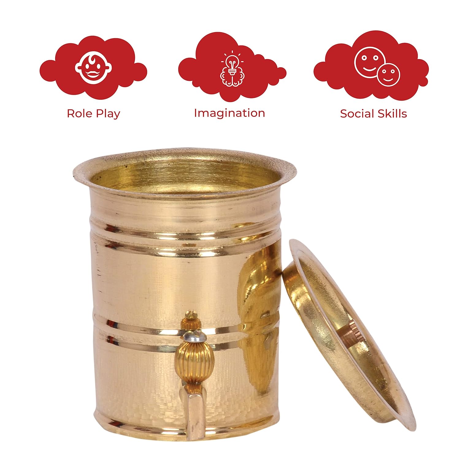 Desi Toys Brass Water Tank with Tap Playset | Play Kitchen | Cooking Set Collectible | Classical Indian Toys | Vintage Showpiece for Home Decors | Bhatukali | Miniature Metal Toy Desi Toys Brass Water Tank with Tap Playset | Play Kitchen | Cooking Set Collectible | Classical Indian Toys | Vintage Showpiece for Home Decors | Bhatukali | Miniature Metal Toy