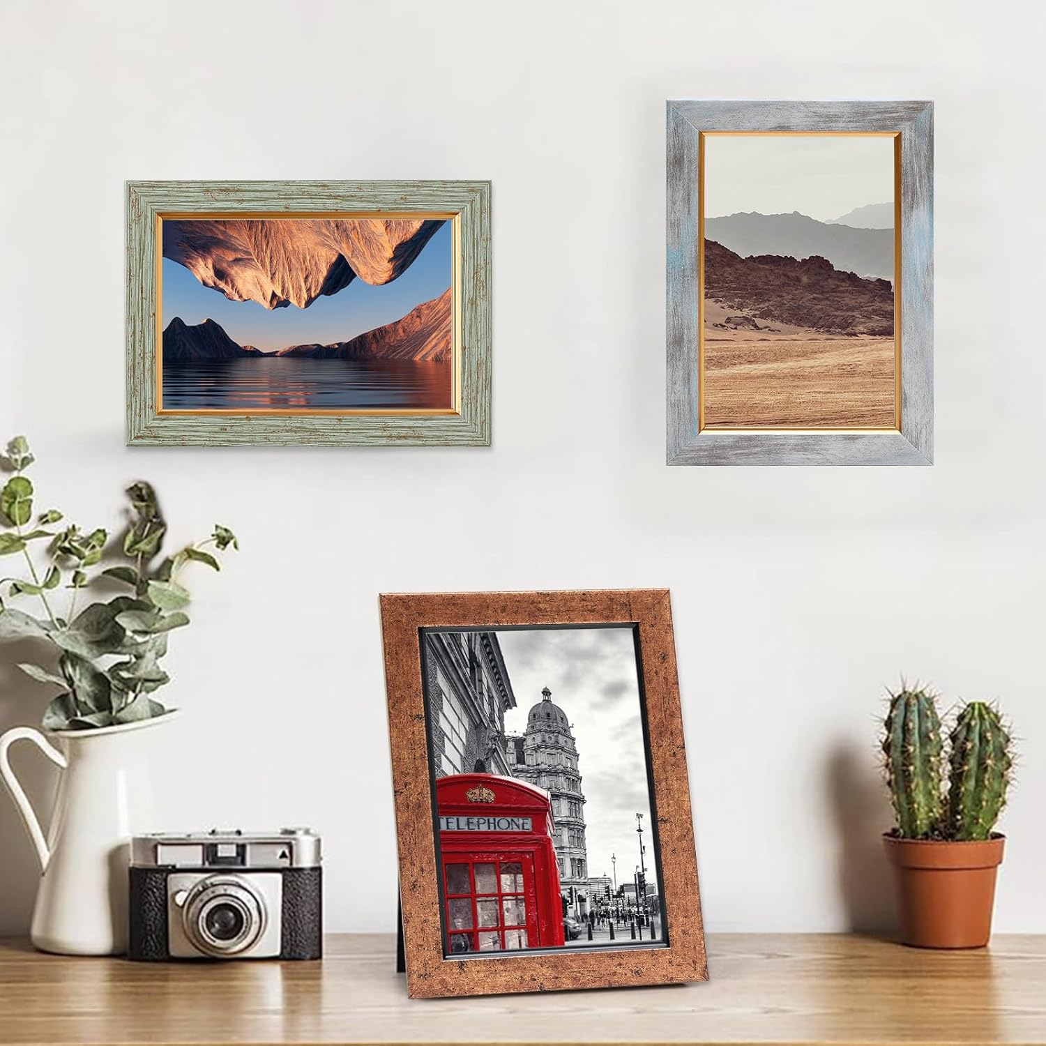 Fixwal 4x6 Picture Frame Set of 5, Vintage Photo Frame, Rustic Retro Picture Frame with Tempered Glass, Decorative Art on Walls and Tabletop Placement - Image 7