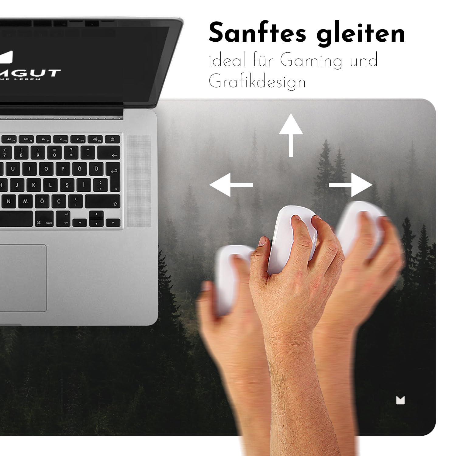 FORMGUT Tapis De Bureau XXL 80x40 Cm Waves – Sous-main Feutre Épais Antidérapant, Tapis De Souris Géant Motif Vagues Pour Jeu, Bureau Et Télétravail