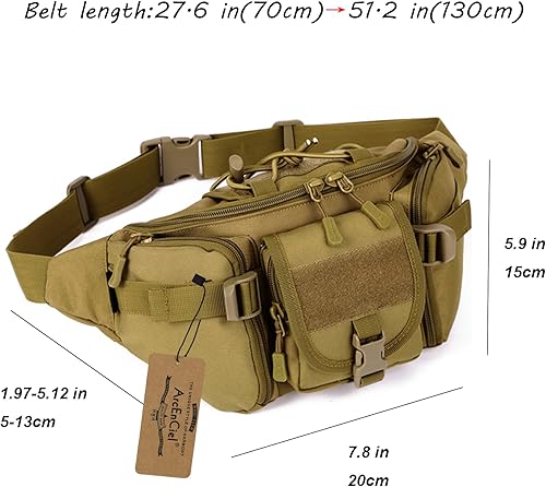 Miniatura 14 de ArcEnCiel resistente al agua Táctico Cinturón de cadera Cintura Pack Bolsa Fanny Militar Packs Bolsa para senderismo escalada al aire libre Bumbag