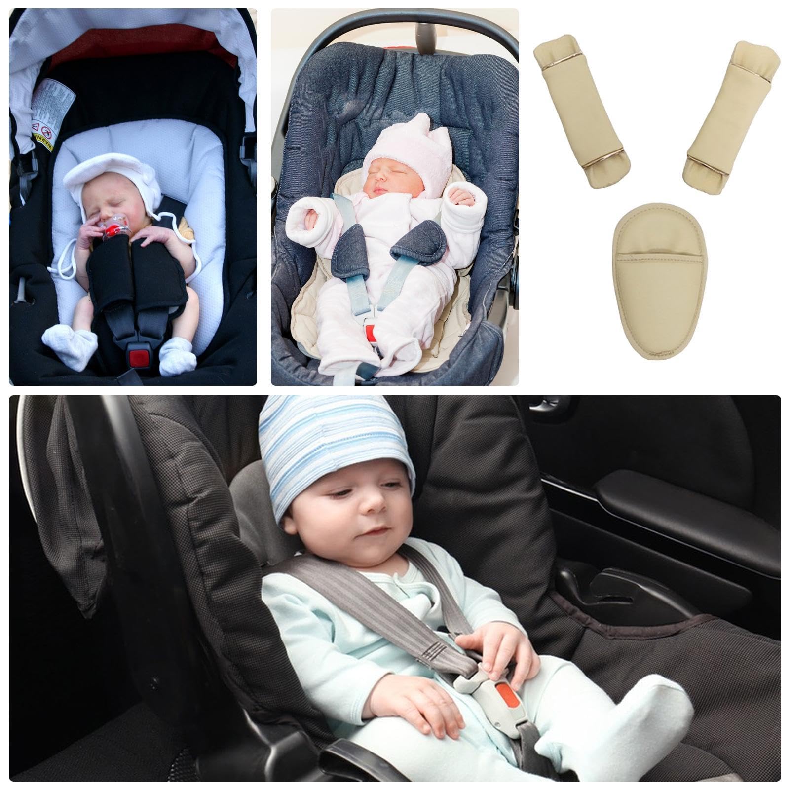 Copri Cinture Di Sicurezza Auto - 2 Pezzi Imbottiti In Microfibra, Comfort Per Spalle, Nero - Foto 3