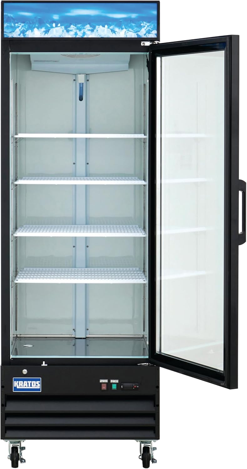 Kratos Commercial Display Merchandising Refrigerator- 1 Self Closing Swing Door, 28 3/8" W, Black (32M-03A)