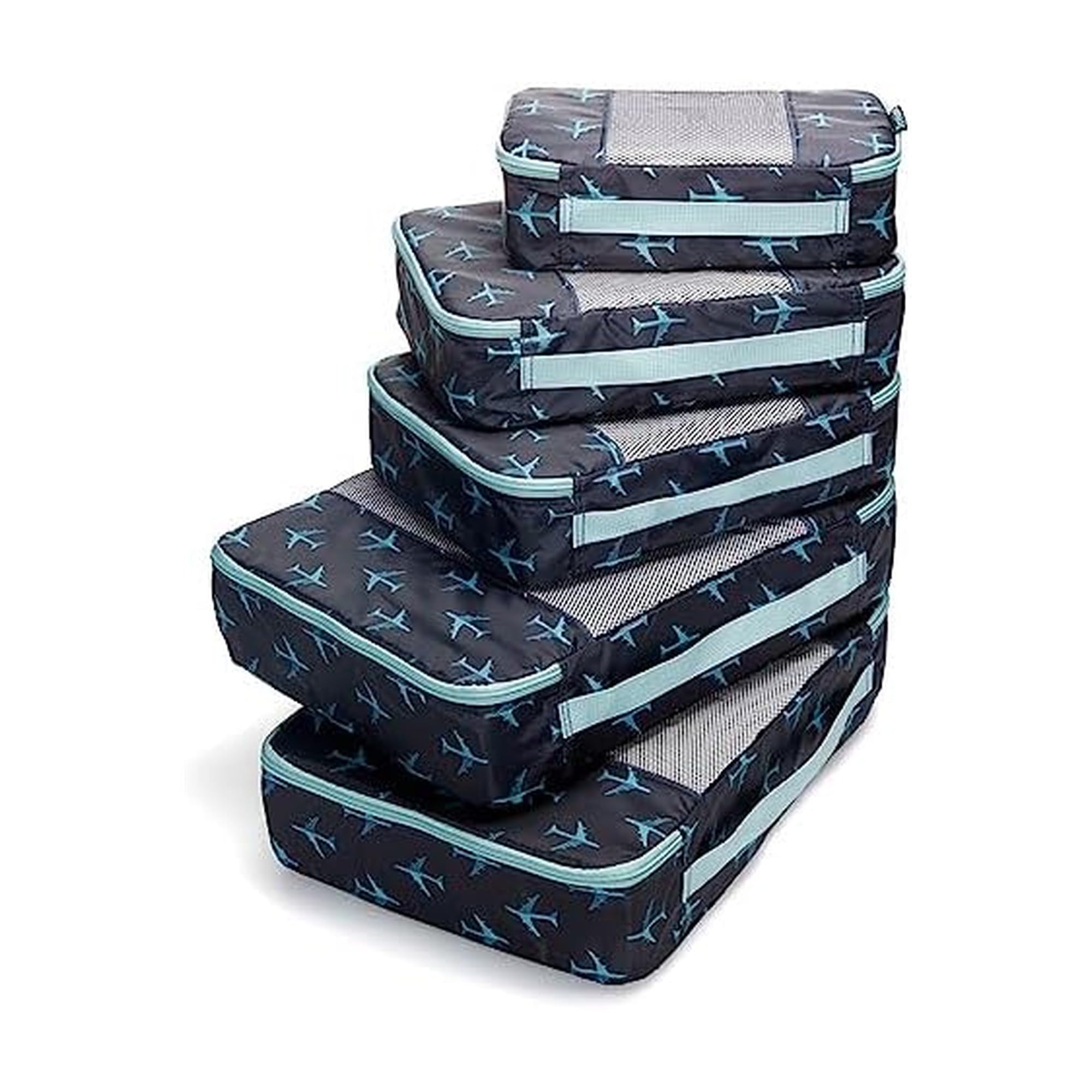 Travel Wise 5-Piece Packing Cubes Set Ripstop Nylon Pattern Design
