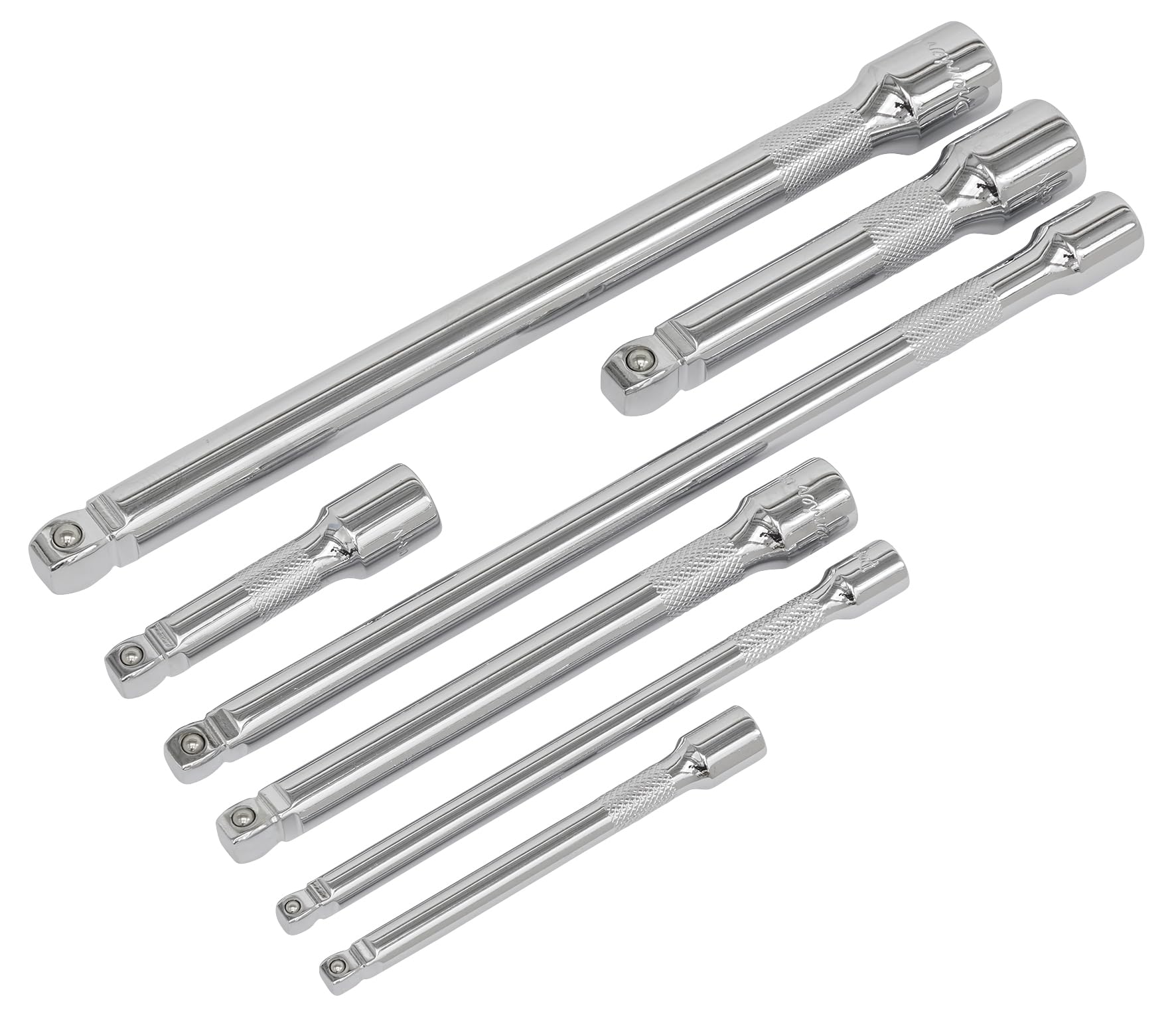 Sealey AK770 Wobble/Rigid Extension Bar Set 7pc 1/4"", 3/8"" & 1/2""Sq Drive