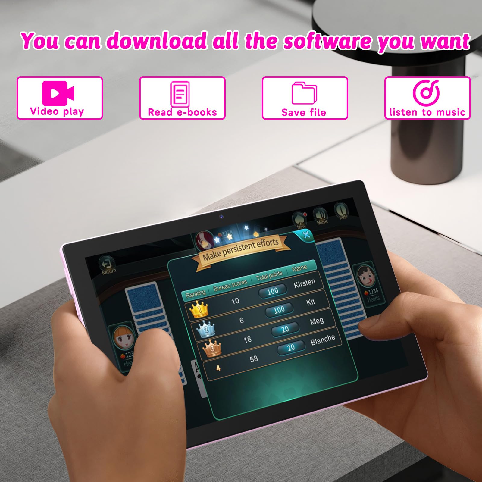 2 in 1 tavolo Android 10 pollici con tablet custodia protettiva e penna stilo android 15 Tablet 5G WiFi-6 1280 * 800 Full HD IPS display 6000mAh 64GB ROM + 12GB RAM (4+8 virtuale), espansione 1024GB