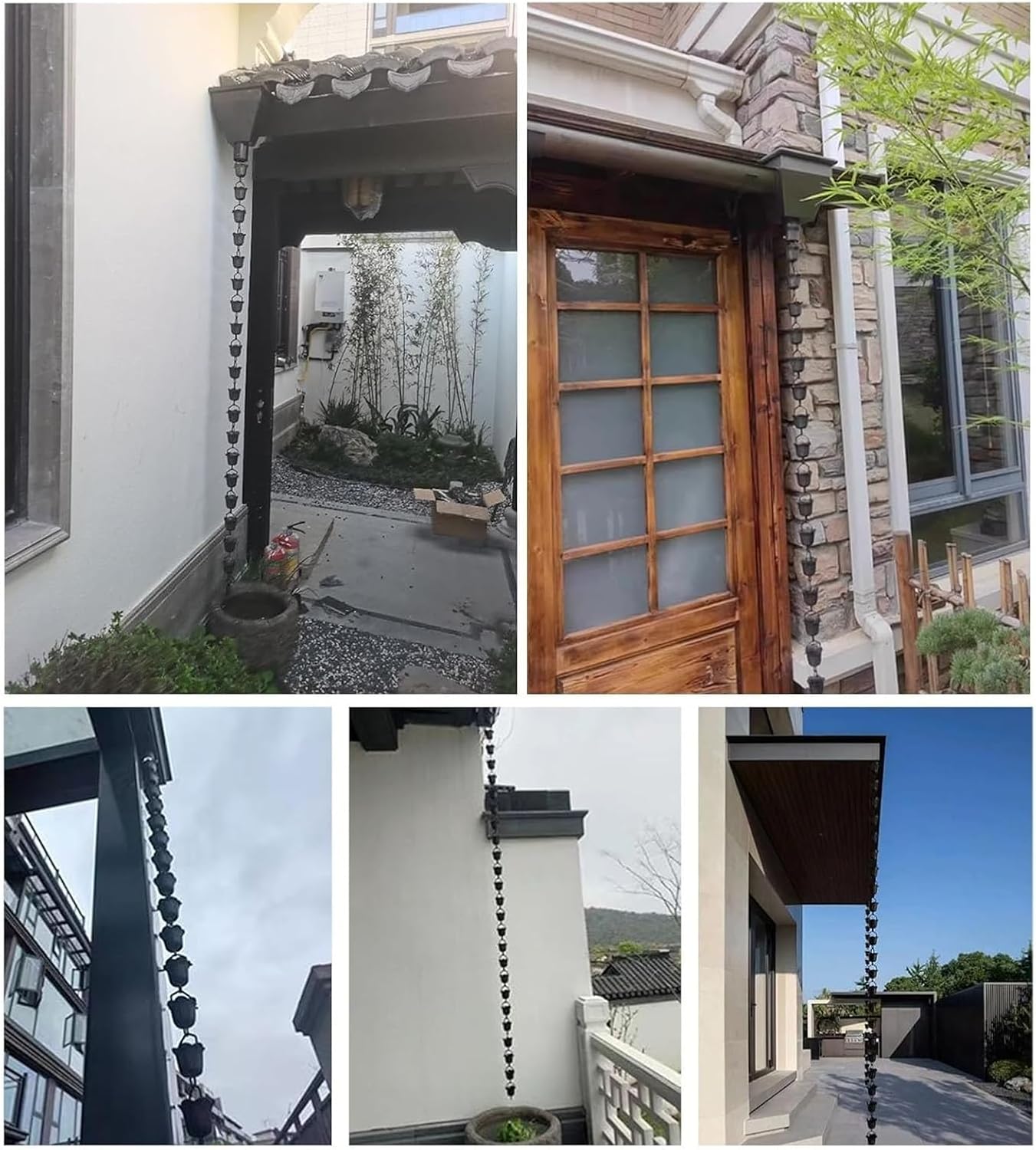 Rain Chains,Rain Catcher Chain, Rain Chains,Home Rain Decorative Rain Catcher Chain,Outdoor Water Feature Eaves Drainage Cups,24m/78 ft