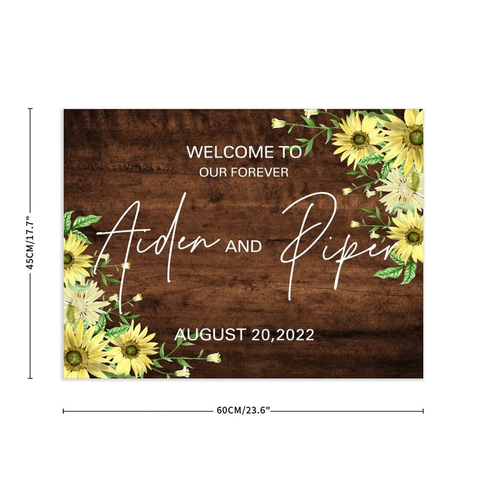 Hochzeits-Willkommensschild ''Welcome To Our Forever'', Holzschild, personalisiertes Probe-Abendessen, Hochzeitsschilder, Dekoration, Holzschild, Hochzeitsempfang, Poster für Zeremonie, Verlobung,