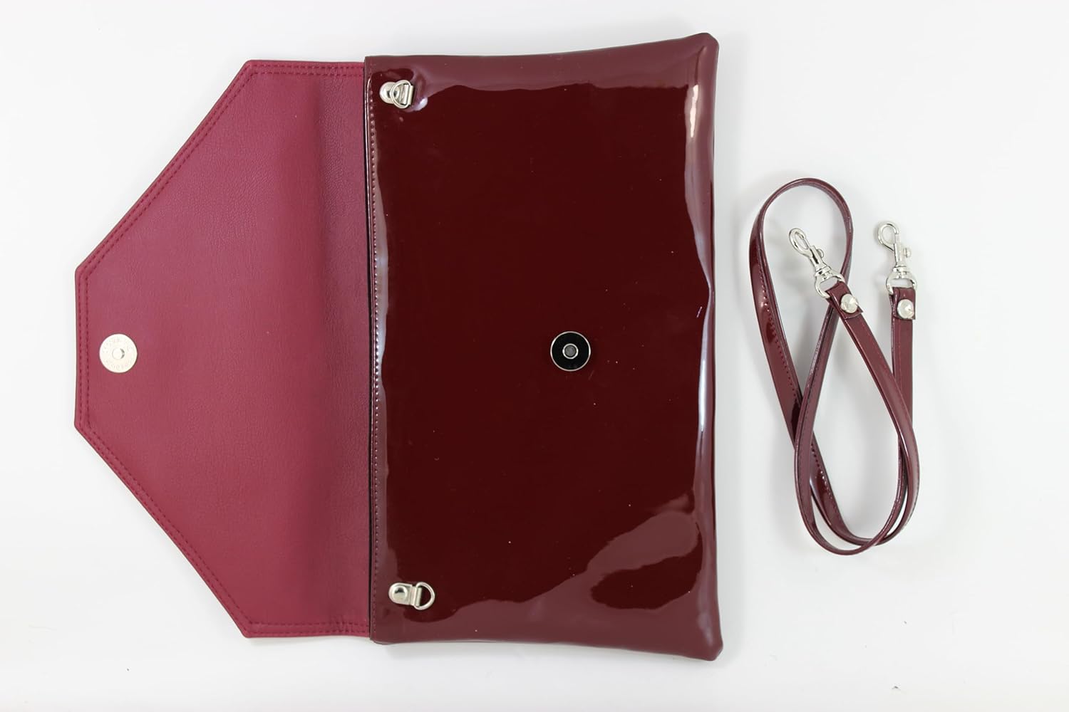 LONI Womens Stylish Large Envelope Patent Clutch Bag/Shoulder Bag Wedding Party Prom Bag - Image 3