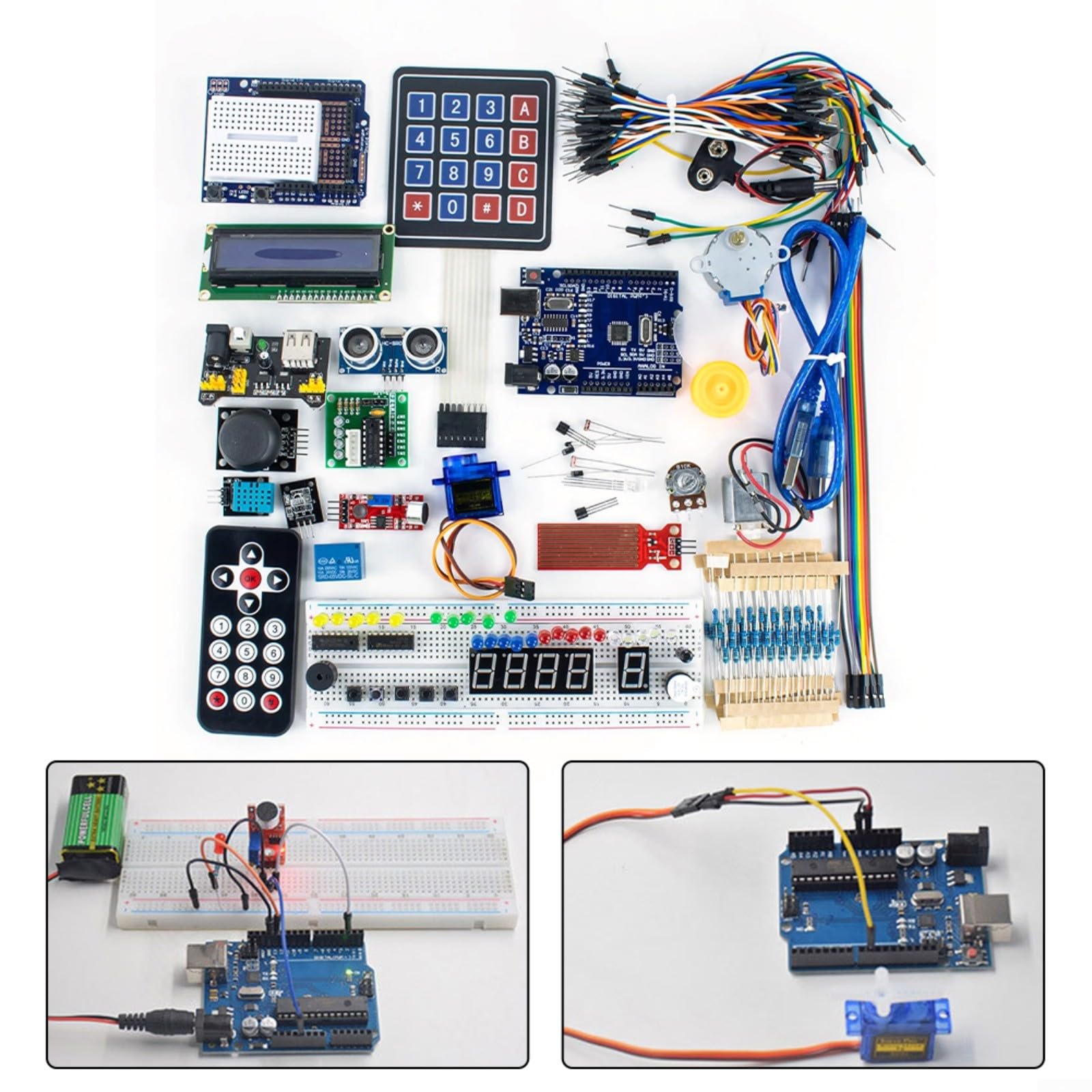 Kit completo R3 para principiantes con tutorial, compatible con Arduino DIY Electronics, incluye fuente de alimentación, sensor, LCD1602, para RFID, Breadboard para principiantes