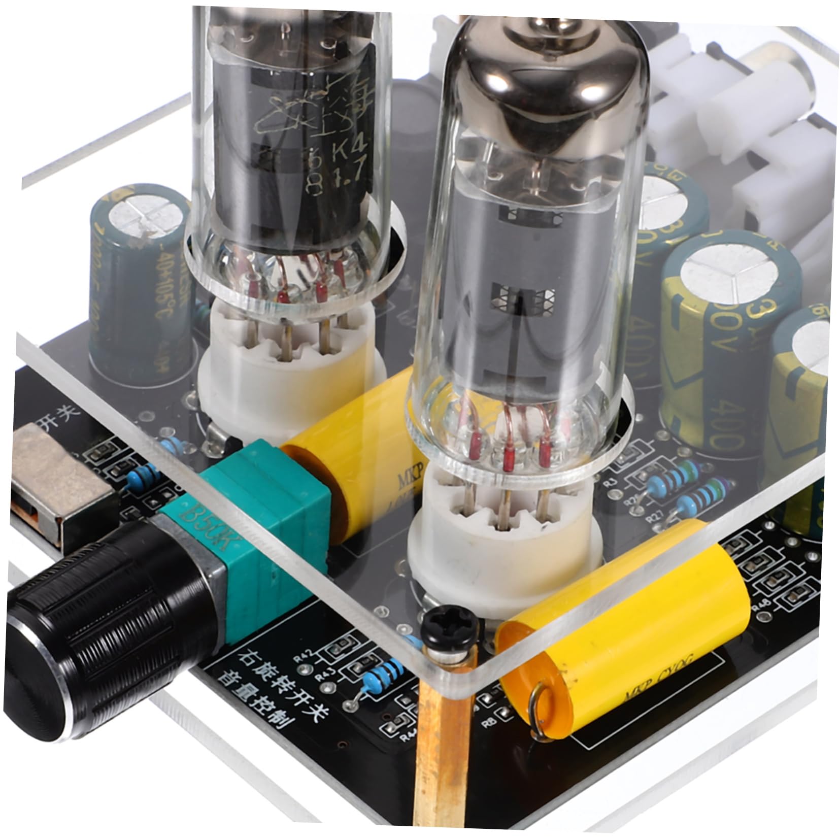 LALAFINA Preamplificatore Fono Valvolare per Giradischi Funzione Preamplificatore e Materiale Abs e Vetro per Sistemi Home Theater Fai da Te