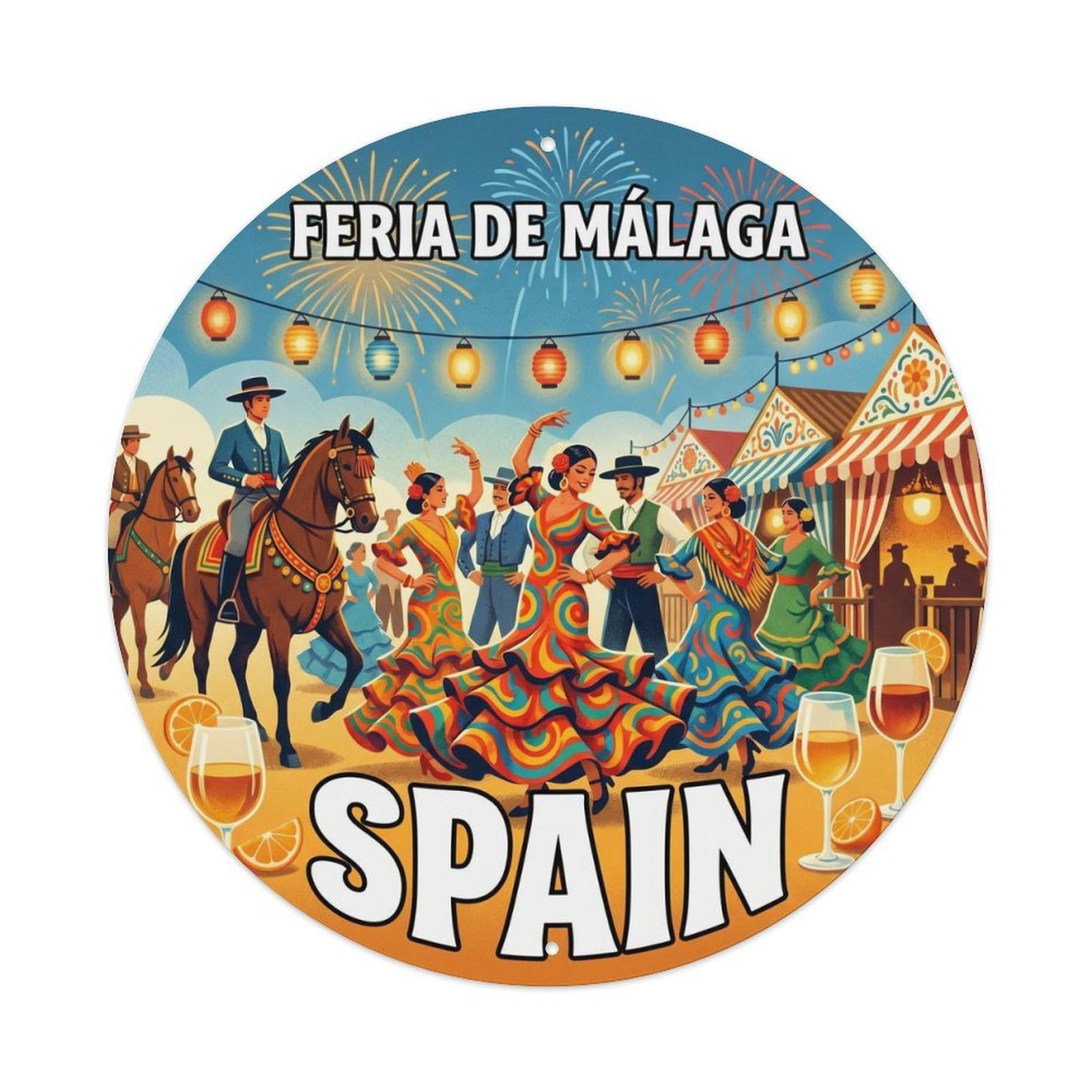 Malaga Feria Spain Food Market Travel Destination Metal Tin Sign