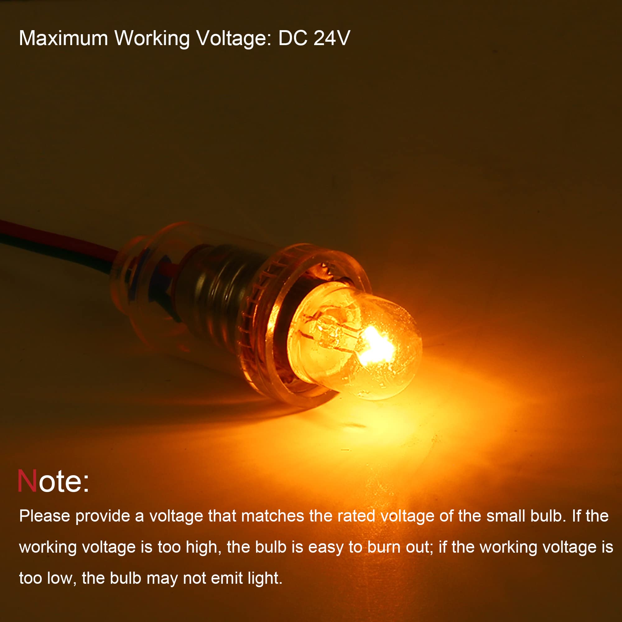 10 Ampoules Miniatures 24V/5W E10 Jaune Chaud | Éclairage Lampe De Poche Ou Signalisation
